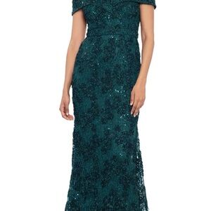 Xscape Hunter Green Lace Maxi Dress